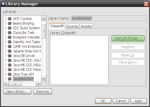 NetBeans Library Manager -- Add JAR/Folder